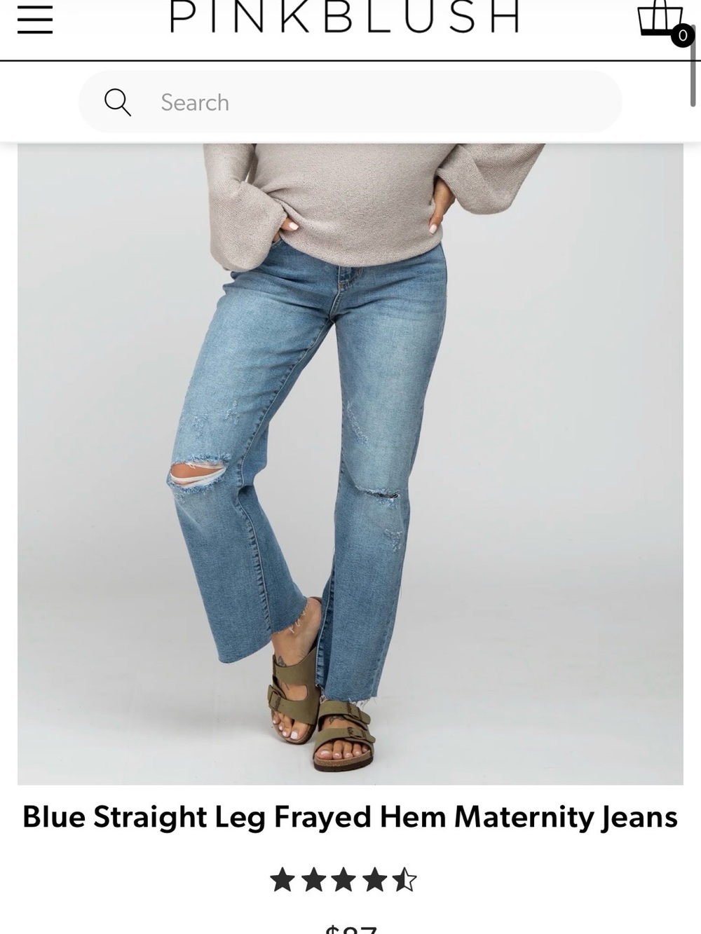 PinkBlush Blue Straight Leg Frayed Hem Maternity Jeans size 27